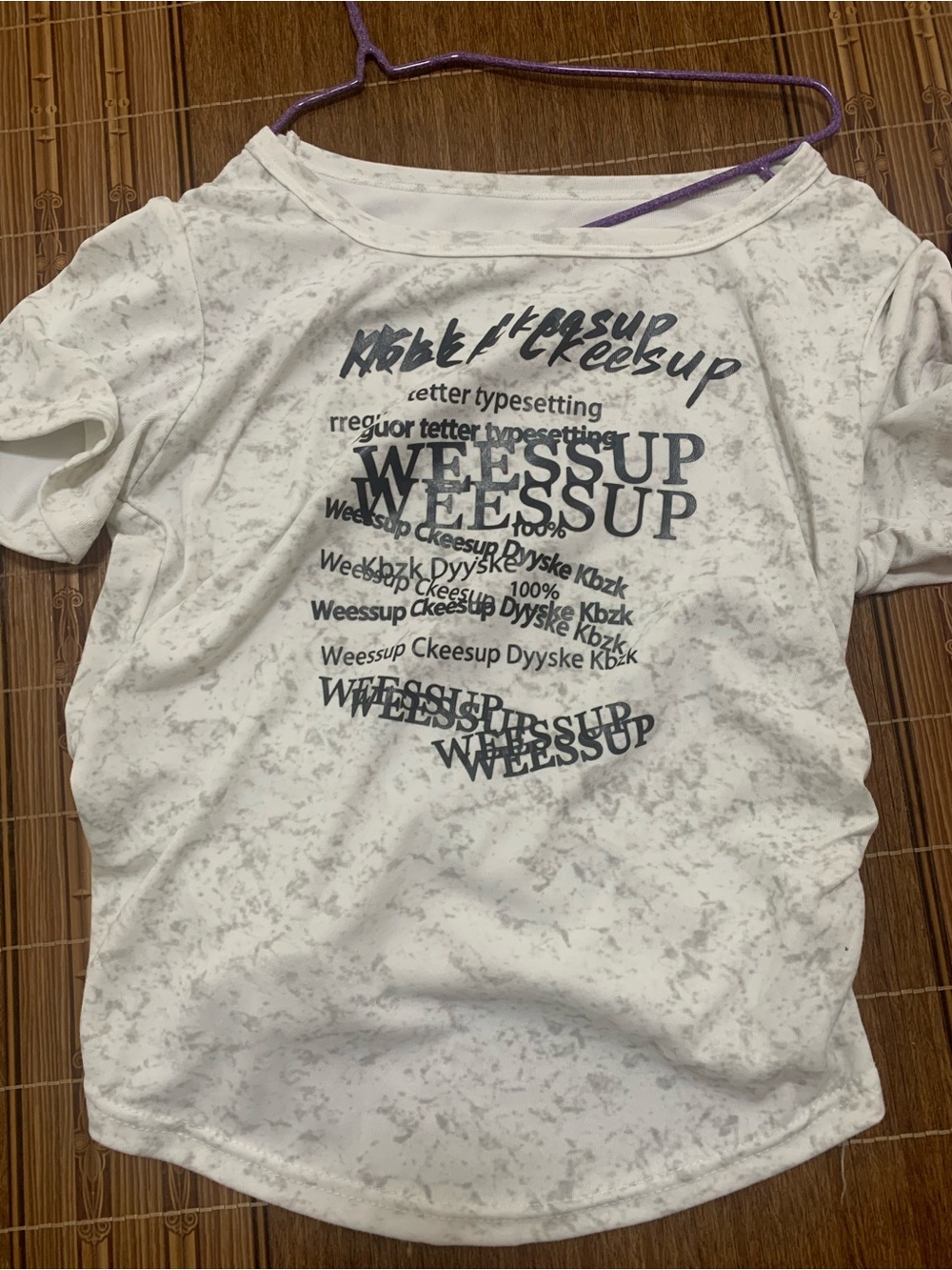 Girls' White Graphic Tee with Gray Print